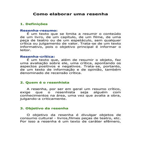 Como elaborar uma resenha