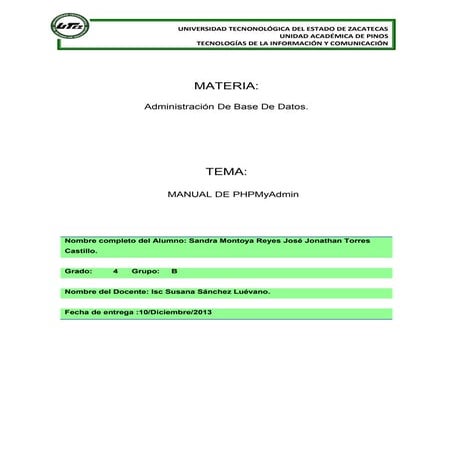 Manual de phpMyAdmin