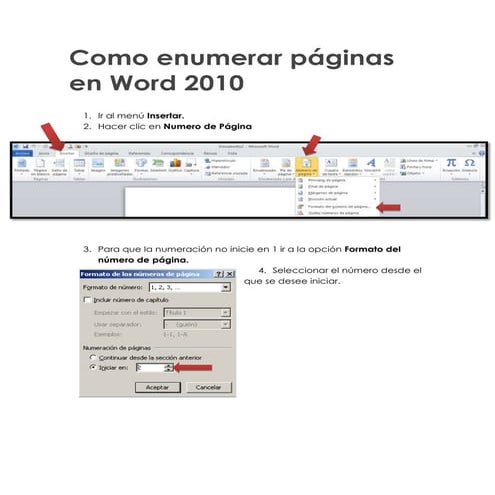 Como enumerar páginas en word 2010