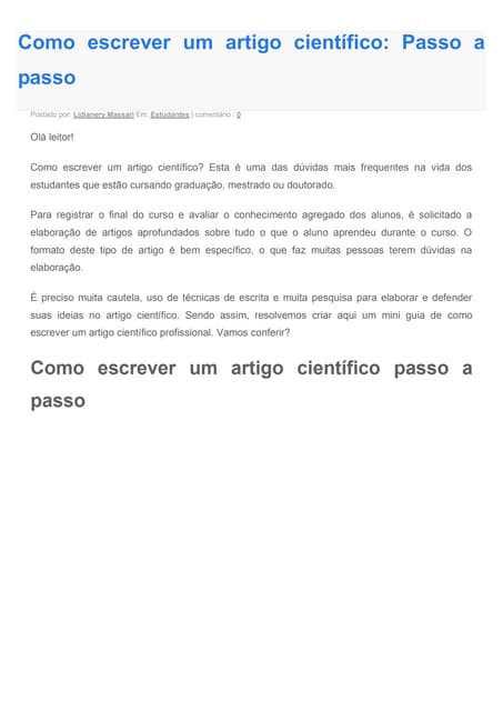 Como escrever um artigo cientifico - a estrutura do artigo científico | PDF