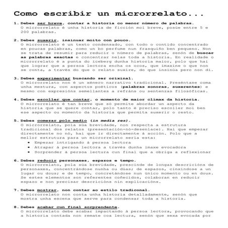 Como escribir un microrrelato