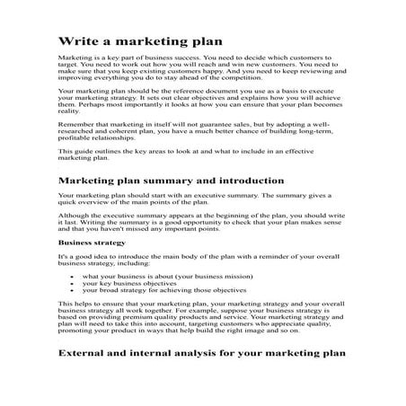 Como escribir  un plan de mercado