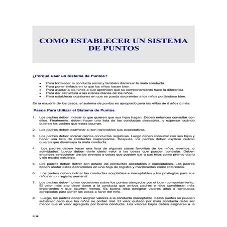 Como Establecer Un Sistema De Puntos