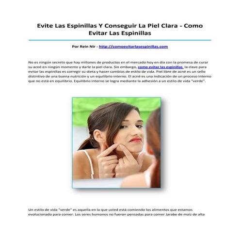 Como evitar las espinillas