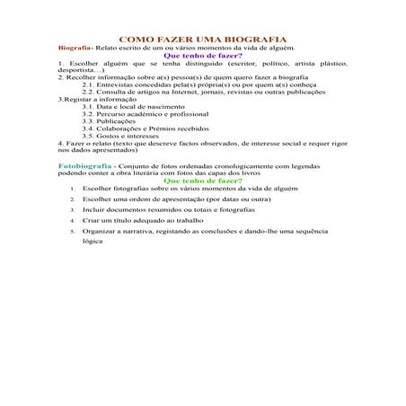 Como fazer biografia