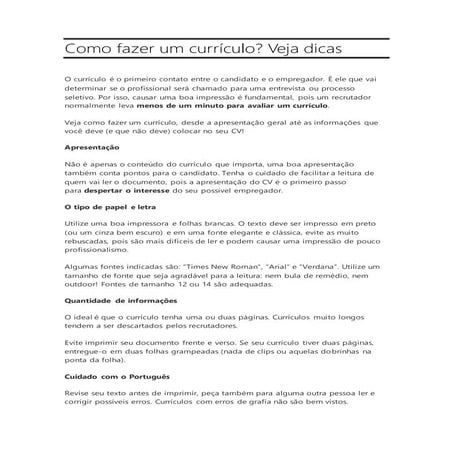Como fazer um currículo