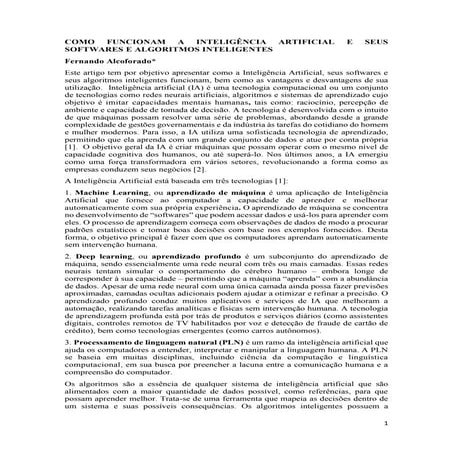 COMO FUNCIONAM A INTELIGÊNCIA ARTIFICIAL E SEUS SOFTWARES E ALGORITMOS ...