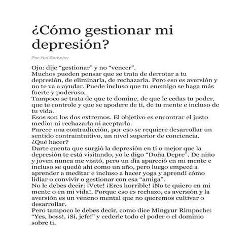 Como gestionar mi depresion
