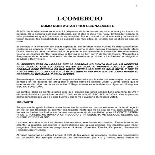 Como Hacer El Contacto Inicial | DOC