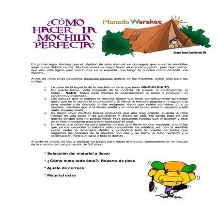 Como hacer la mochila perfecta
