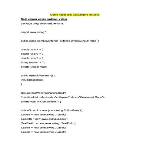 Como hacer una calculadora en java | DOCX
