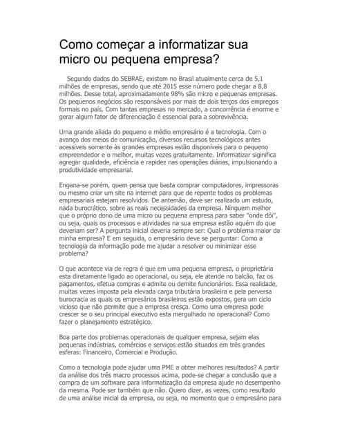 Como informatizar sua empresa