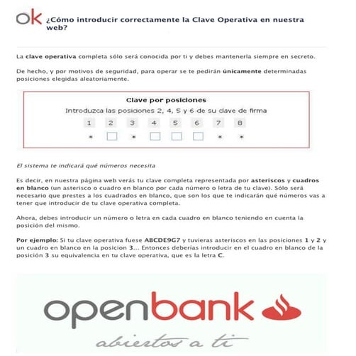 ¿Cómo introducir correctamente la clave operativa? | PDF