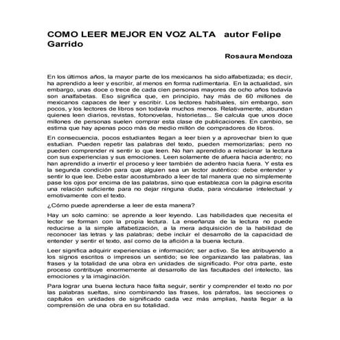 Como leer mejor en voz alta --- Felipe Garrido