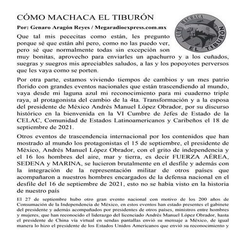 Como machaca el tiburon   12 10 2021