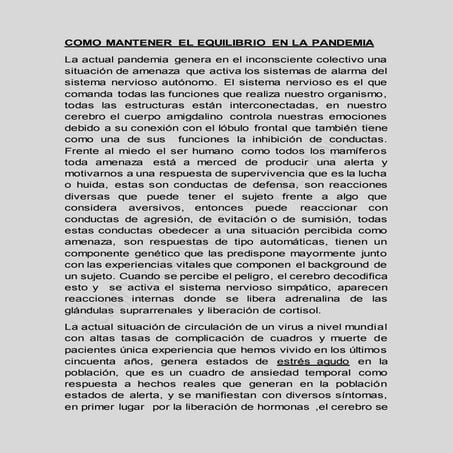 Como mantener el equilibrio en la pandemia (1)