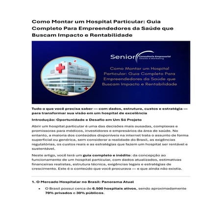 Como Montar um Hospital Particular - Guia Completo Para Empreendedores ...