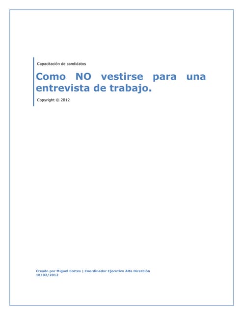 Como No Vestirse Para Una Entrevista De Trabajo 2012