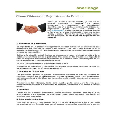 Como Obtener el Mejor Acuerdo Posible