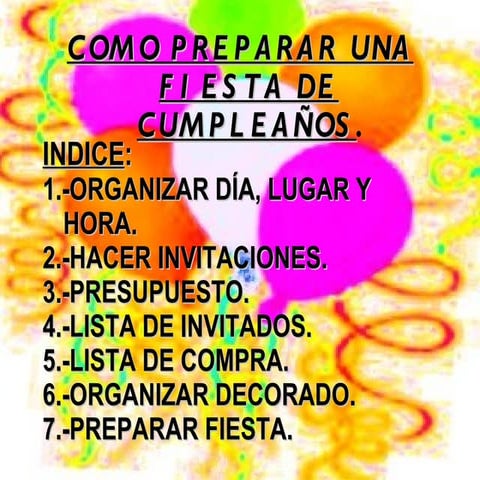 Como organizar una fiesta de cumpleaños