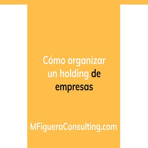 Cómo organizar un holding de empresas - By @MFigueraConsult