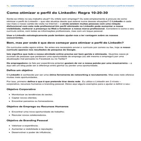 Checklist Melhorias para Perfil LinkedIn | PDF