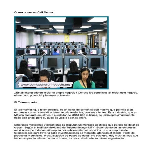 Como poner un call center - Guía de Negocio