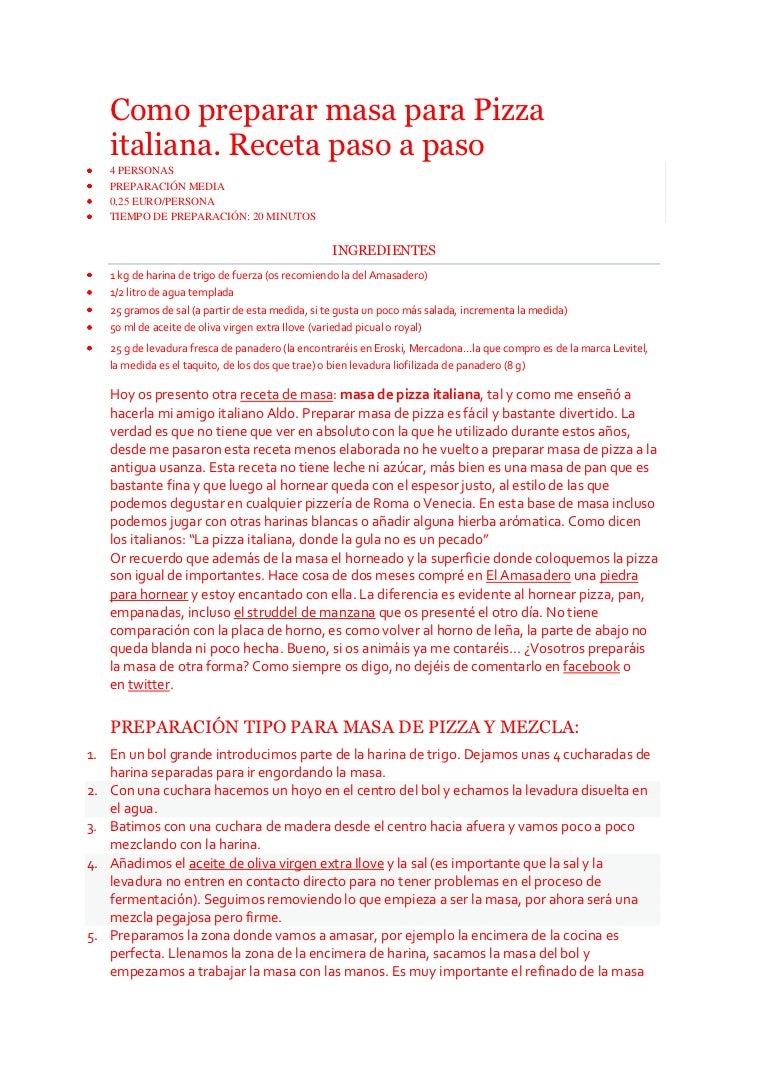 Como Preparar Masa Para Pizza Italiana