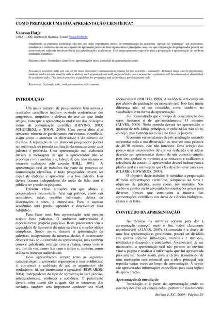 Como preparar uma boa apresentação ...