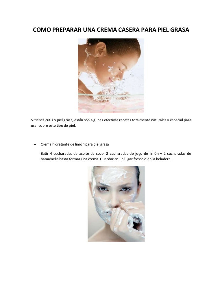 crema natural para el cutis grasoso