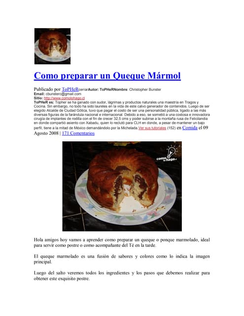 Como preparar un queque mármol