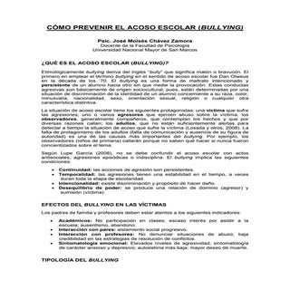 Como prevenir el acoso escolar