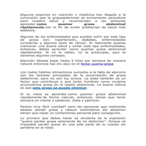 Como quemar la grasa abdominal rapidamente