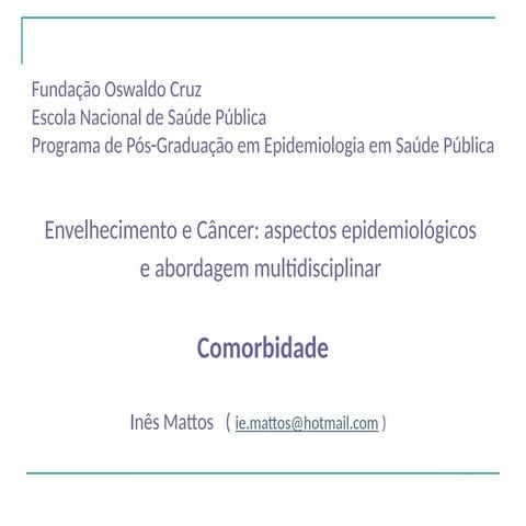 Conceitos introdutórios sobre Comorbidades