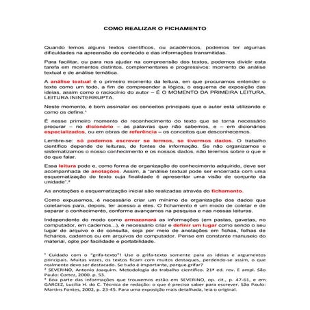 Como realizar o fichamento