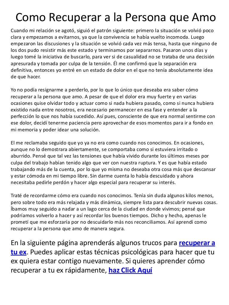 Como Recuperar A La Persona Que Amo