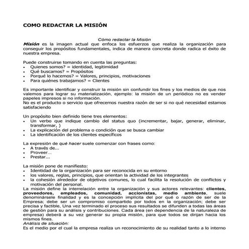 Como redactar la misión