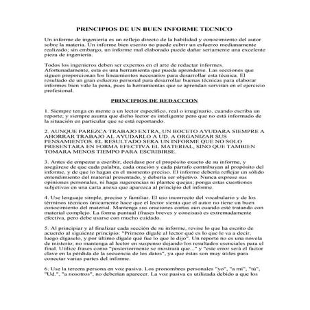 Como redactar un buen informe tecnico