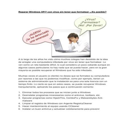 Como reparar windows sin tener que formatear