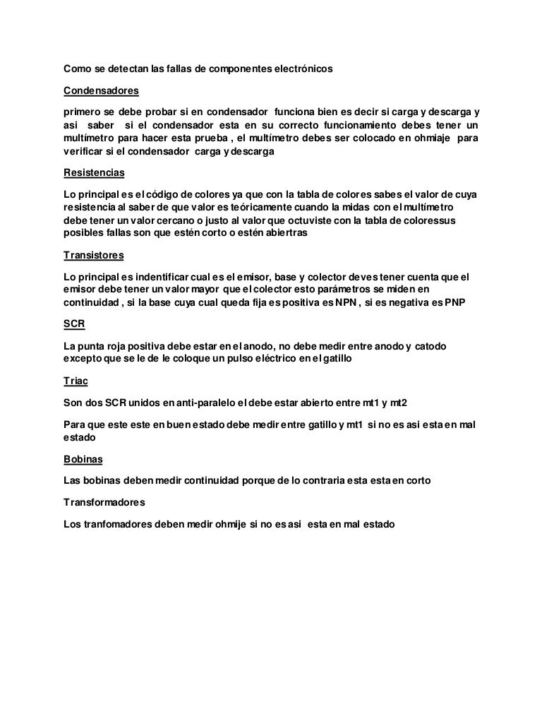 Como se detectan las fallas de componentes electrónicos