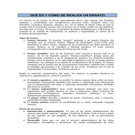 Como se elabora un ensayo