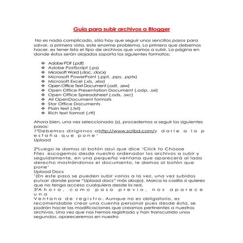 Como subir información al blogg