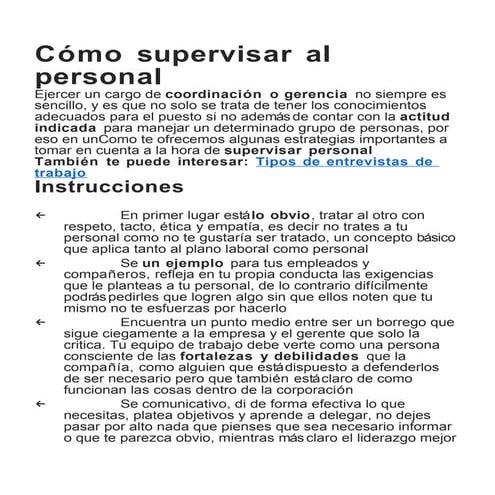 Cómo supervisar al personal