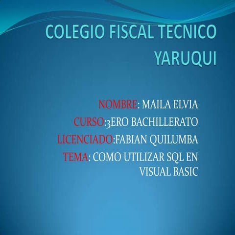 Como utilizar sql en visual basic 6 | PPTX