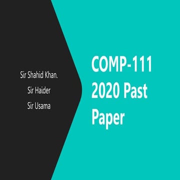 COMP-111 | Past Paper 2020 Long Question Solution PU BS 4 Year Program 