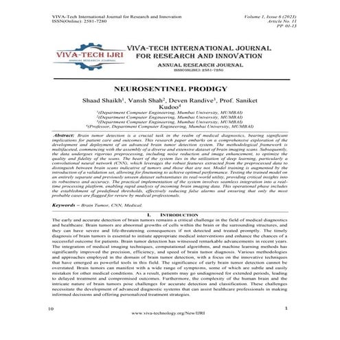 NEUROSENTINEL PRODIGY (Brain Tumor) using CNN