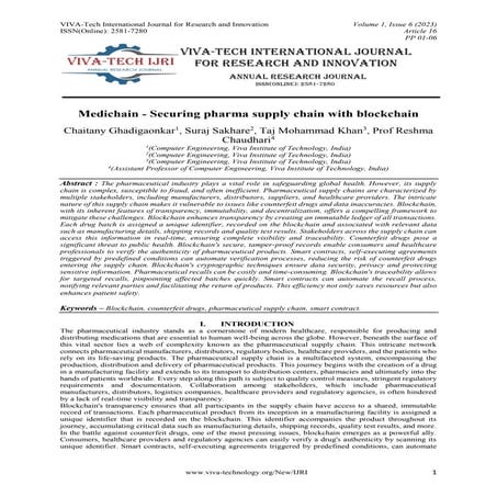 Medichain - Securing pharma supply chain with blockchain | PDF