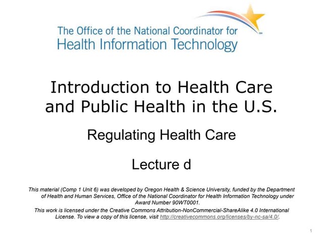 Regulating Healthcare - Lecture D
