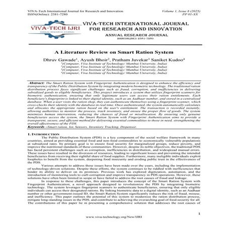 A Literature Review on Smart Ration System | PDF