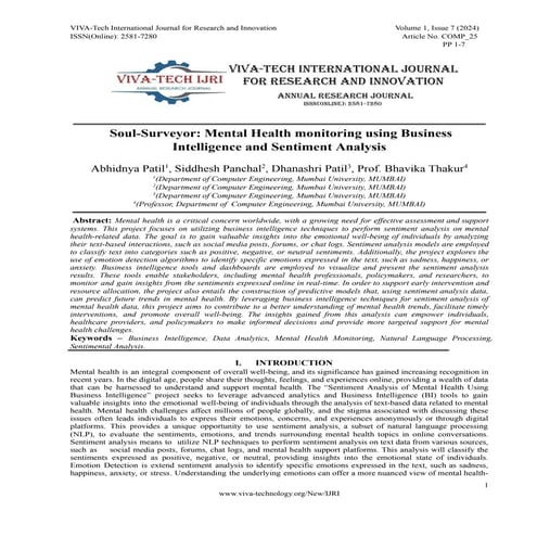 Social Media Sentiment Analysis fro Depression detection Using Machine ...